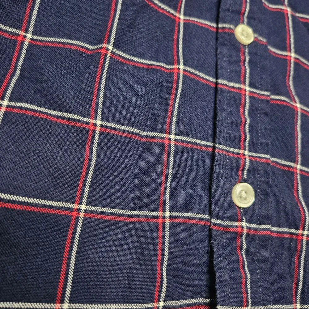 J. Crew Oxford 2XL XXL Blue Red White Plaid Flannel Button Down Shirt
